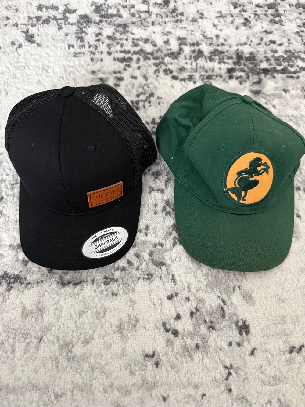 Two Casual Caps - Black Mesh Trucker & Green Baseball Hat - Picture 1 of 2